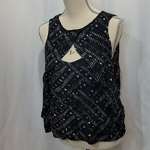 Free PEOPLE Look Through Tank Keyhole Sleeveless Crinkle Drape Top
